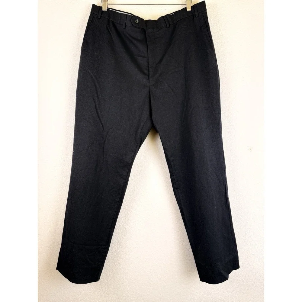 Hart Schaffner Marx Mens Black Straight‎ Leg Wool Blend Trouser Dress Pants 40R